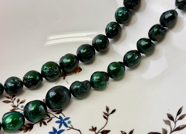 10-16 mm Green Graduated Edison Baroque Freshwater Pearl Beads 15 Inch Strand B Grade #P3460
