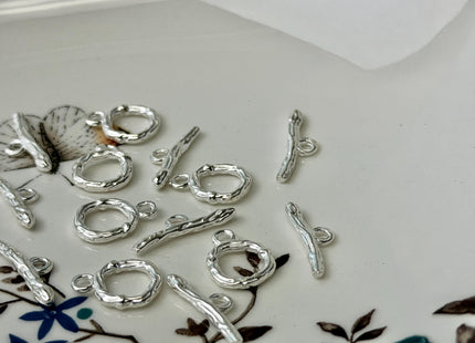 10 mm 925 Sterling Silver or Oxidized Toggle Clasp Findings With Engraved Round Shape Design DIY Jewelry #10385