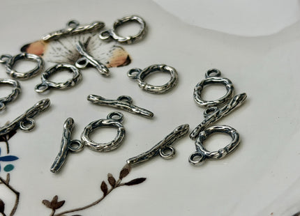 10 mm 925 Sterling Silver or Oxidized Toggle Clasp Findings With Engraved Round Shape Design DIY Jewelry #10385