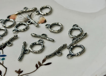 10 mm 925 Sterling Silver or Oxidized Toggle Clasp Findings With Engraved Round Shape Design DIY Jewelry #10385