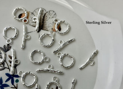 10 mm 925 Sterling Silver or Oxidized Toggle Clasp Findings With Engraved Round Shape Design DIY Jewelry #10385
