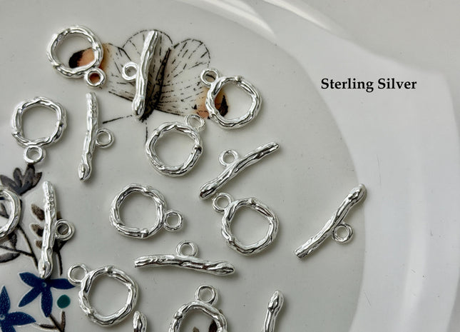 10 mm 925 Sterling Silver or Oxidized Toggle Clasp Findings With Engraved Round Shape Design DIY Jewelry #10385