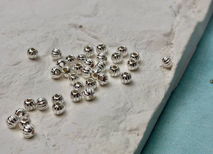 5 Pieces 3mm 4mm 5mm 925 Sterling Silver Tibetan Style Silver Spacer Ball Large Hole Shiny Beads #10386