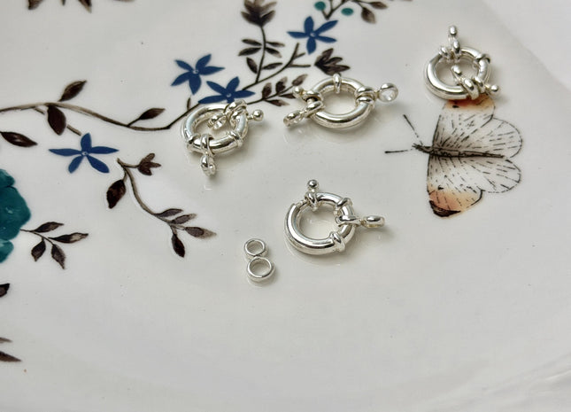 10mm 12mm 14mm 16mm 18mm 925 Sterling Silver Spring Ring Clasp Findings With Shiny Finish For DIY Jewelry #10388