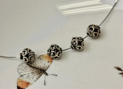 One Piece 9mm 925 Sterling Silver Tibetan Style Silver Spacer Ball Genuine Sterling Silver Spacer Bali Antique Beads #10396