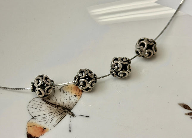 One Piece 9mm 925 Sterling Silver Tibetan Style Silver Spacer Ball Genuine Sterling Silver Spacer Bali Antique Beads #10396