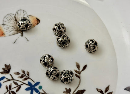One Piece 9mm 925 Sterling Silver Tibetan Style Silver Spacer Ball Genuine Sterling Silver Spacer Bali Antique Beads #10396