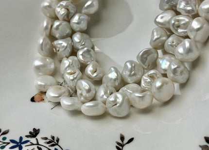 12-14 mm Natural White Large Keshi Freshwater Pearls Nugget Shape Keshi 32 Beads #P3489