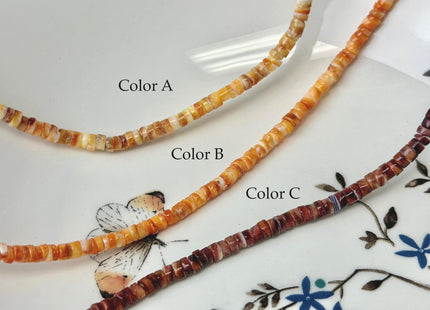 4 mm AAA Natural Orange Red Purple Spiny Oyster Shell Heishi Rondelle Shape 16 Inches Strand #4860