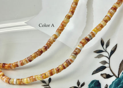 4 mm AAA Natural Orange Red Purple Spiny Oyster Shell Heishi Rondelle Shape 16 Inches Strand #4860