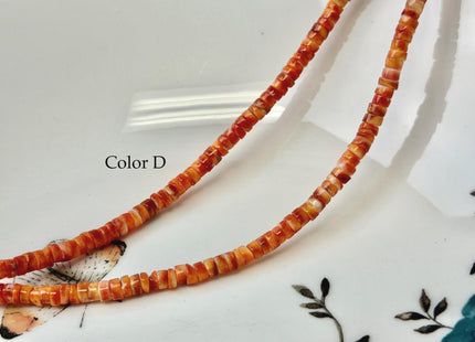 4 mm AAA Natural Orange Red Purple Spiny Oyster Shell Heishi Rondelle Shape 16 Inches Strand #4860