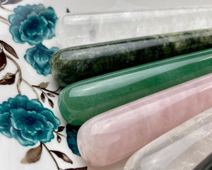 10-20x120 mm Gua Sha Wand Body Facial Massage Tool Clear Quartz, Rose Quartz, Green Jade, Green Aventurine Premium Gemstones #4000-E