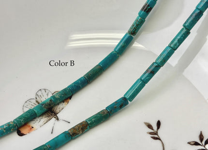 4x10-11 mm Natural Turquoise Tube Shape Turquoise Gemstone 16 Inches Strand 38 Beads #4861