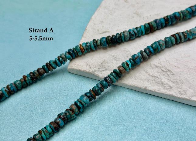 One-Of-A-Kind 5-6mm Natural Turquoise Rondelle Disc Shape Natural Color Turquoise Gemstones 16 Inches Strand #4837