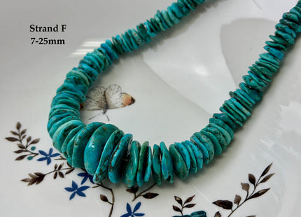 One-Of-A-Kind 7-28mm Natural Turquoise Graduated Rondelle Disc Shape Natural Color Turquoise Gemstones 15.5 Inches Strand #4820