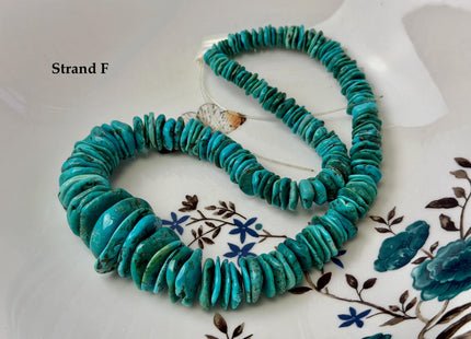 One-Of-A-Kind 7-28mm Natural Turquoise Graduated Rondelle Disc Shape Natural Color Turquoise Gemstones 15.5 Inches Strand #4820