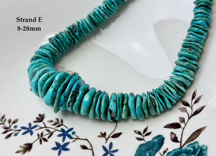 One-Of-A-Kind 7-28mm Natural Turquoise Graduated Rondelle Disc Shape Natural Color Turquoise Gemstones 15.5 Inches Strand #4820