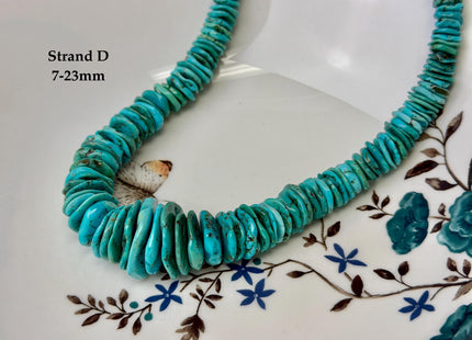One-Of-A-Kind 7-28mm Natural Turquoise Graduated Rondelle Disc Shape Natural Color Turquoise Gemstones 15.5 Inches Strand #4820
