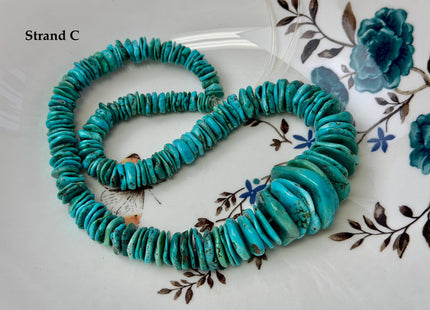 One-Of-A-Kind 7-28mm Natural Turquoise Graduated Rondelle Disc Shape Natural Color Turquoise Gemstones 15.5 Inches Strand #4820