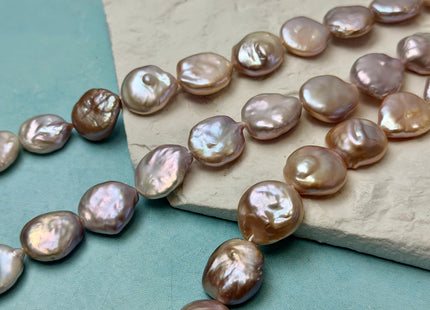 15-18 mm AAA Natural Mauve Pink Freshwater Large Thick Coin Pearls 19 Beads 15 Inch Strand #P3491