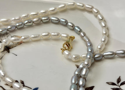 14/15/16/17/18/20 Inches Minimalist Tiny Dainty Rice Pearl Chocker Necklace W/Gold Filled Silver Clasp Gift For Her #NK0007