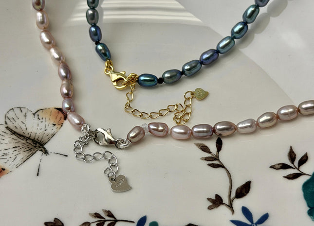 14/15/16/17/18/20 Inches Minimalist Tiny Dainty Rice Pearl Chocker Necklace W/Gold Filled Silver Clasp Gift For Her #NK0007