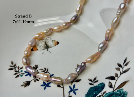 One-Of-A-Kind 6-7x9-19 mm AAA Natural Mixed Dark Mauve Light Pink Peach Color Freshwater Baroque Pearl Beads #P3461