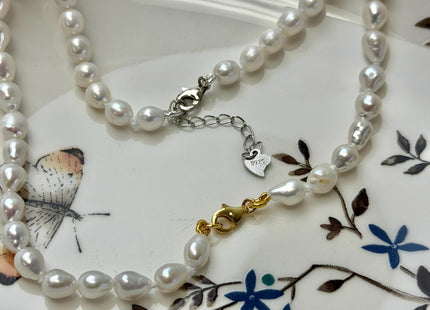 14/15/16/17/18/20 Inches Minimalist Tiny Dainty White Edison Baroque Pearl Chocker Necklace W/Gold Filled Silver Clasp Gift For Her #NK0008