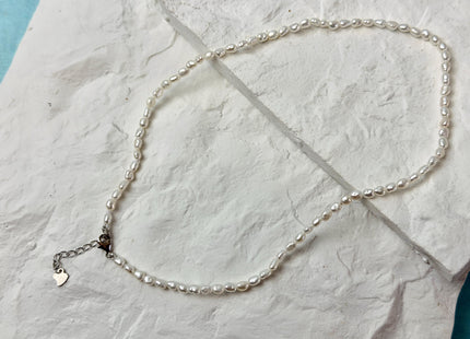 14/15/16/17/18/20 Inches Minimalist Tiny Dainty Rice Nugget Pearl Chocker Necklace W/Gold Filled Silver Clasp Gift For Her #NK0009