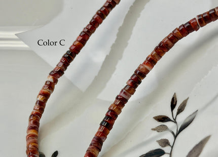 4 mm AAA Natural Orange Red Purple Spiny Oyster Shell Heishi Rondelle Shape 16 Inches Strand #4860