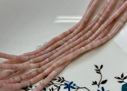 4 mm Natural Pink Smooth Opal Heishi Tyre Gemstone Beads 15 Inches Strand #4851