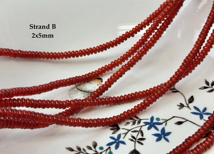 2x4mm 2x5mm 3.5x6mm Natural Carnelian Smooth Rondelle Shape Discs Gemstone Loose Beads 15 Inches Strand #4841