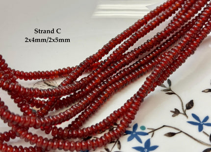 2x4mm 2x5mm 3.5x6mm Natural Carnelian Smooth Rondelle Shape Discs Gemstone Loose Beads 15 Inches Strand #4841