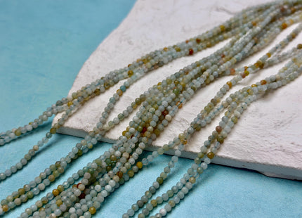 2mm 3mm 4mm Faceted Round Natural Amazonite Gemstone Beads Natural Blue Green Color Tiny Amazonite Beads 15.5 Inches #3677