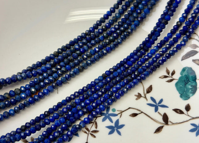3x4 mm 3x4.5mm AA Faceted Rondelle Natural Lapis Gemstone Beads Natural Blue Color Quality Faceted Rondelle Shape #2264
