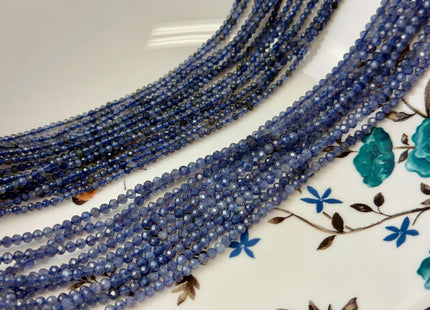 2 mm Micro Faceted Round Natural Iolite Gemstone Beads Tiny Blue Iolite Beads 15 Inches Strand #2058