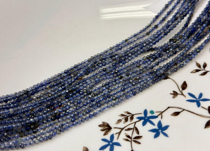 2 mm Micro Faceted Round Natural Iolite Gemstone Beads Tiny Blue Iolite Beads 15 Inches Strand #2058