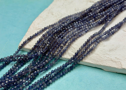2 mm Micro Faceted Round Natural Iolite Gemstone Beads Tiny Blue Iolite Beads 15 Inches Strand #2058