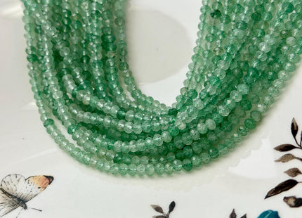3x4 mm Natural Faceted Rondelle Green Strawberry Quartz Gemstone Beads 15 Inches Strand #4846
