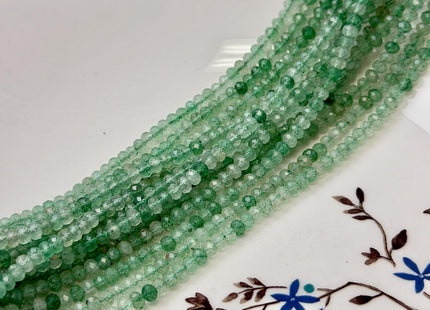 3x4 mm Natural Faceted Rondelle Green Strawberry Quartz Gemstone Beads 15 Inches Strand #4846