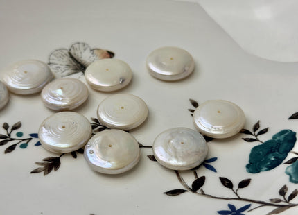 17-20 mm Large Rondelle Natural White Freshwater Coin Pearl Limited Edition Pearl Beads #P3493
