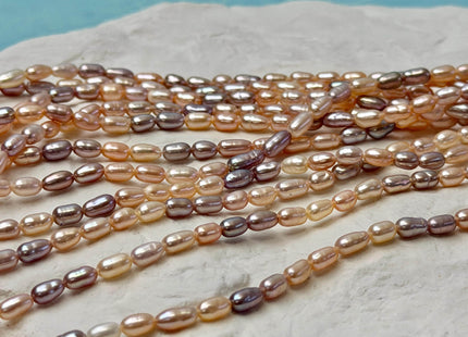 3-4x5-7 mm AAA Natural Mixed Mauve Peach Pink Rice Freshwater Pearl High Luster Freshwater Pearls Beads #P3494