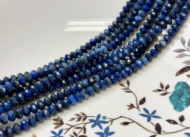 4x6 mm Faceted Rondelle Natural Lapis Gemstone Beads Blue Quality Lapis Loose Beads 15 Inches Strand #2623