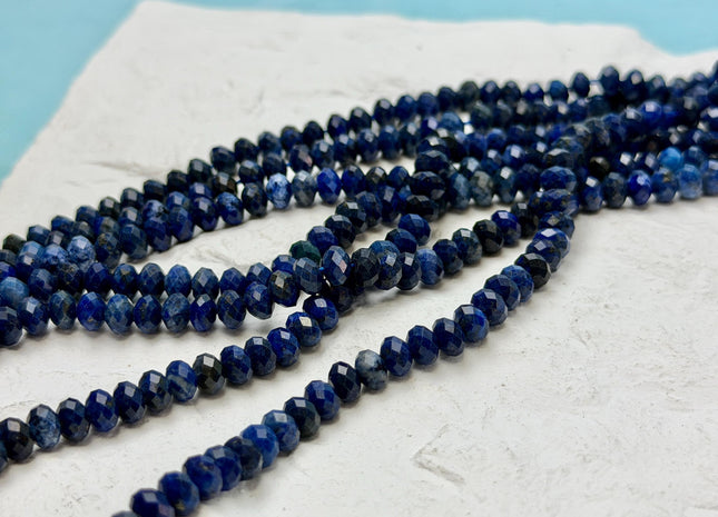 4x6 mm Faceted Rondelle Natural Lapis Gemstone Beads Blue Quality Lapis Loose Beads 15 Inches Strand #2623