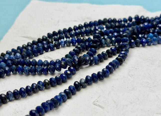 4x6 mm Faceted Rondelle Natural Lapis Gemstone Beads Blue Quality Lapis Loose Beads 15 Inches Strand #2623