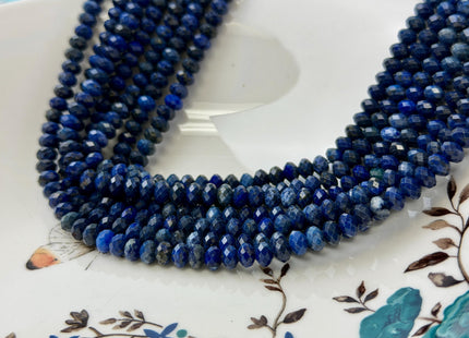 4x6 mm Faceted Rondelle Natural Lapis Gemstone Beads Blue Quality Lapis Loose Beads 15 Inches Strand #2623