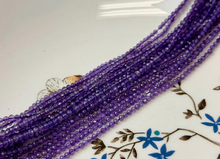 2mm Natural Faceted Round Amethyst Gemstone Purple Amethyst Beads 15.5 Inch Strand #4847