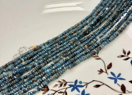 1-1.5x3mm Micro Faceted Rondelle Blue Kyanite Gemstone Beads 15.5 Inch Strand #4848