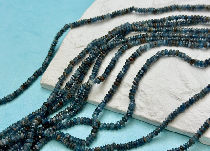 1-1.5x3mm Micro Faceted Rondelle Blue Kyanite Gemstone Beads 15.5 Inch Strand #4848