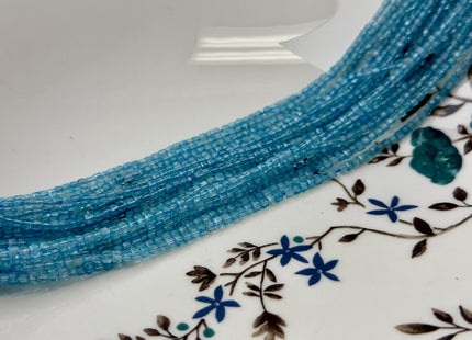 2mm Micro Faceted Cube Dice Square Shape Blue Topaz Tiny Gemstone Beads 15 Inches #4849